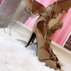 Laced up high heels with ankle support